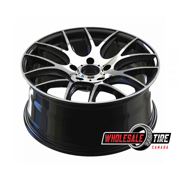 Black Rim Wheel with Machined Polished Face