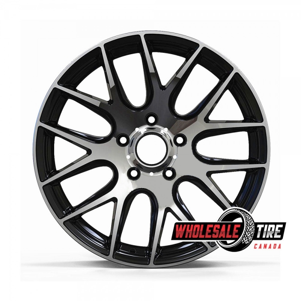 Black Rim Wheel with Machined Polished Face